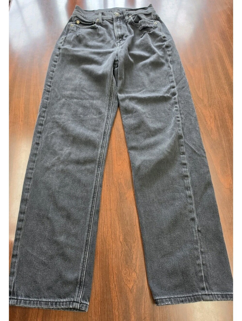 American Eagle Real Good High Rise 90s Boyfriend Jeans Size 0 Black Distressed